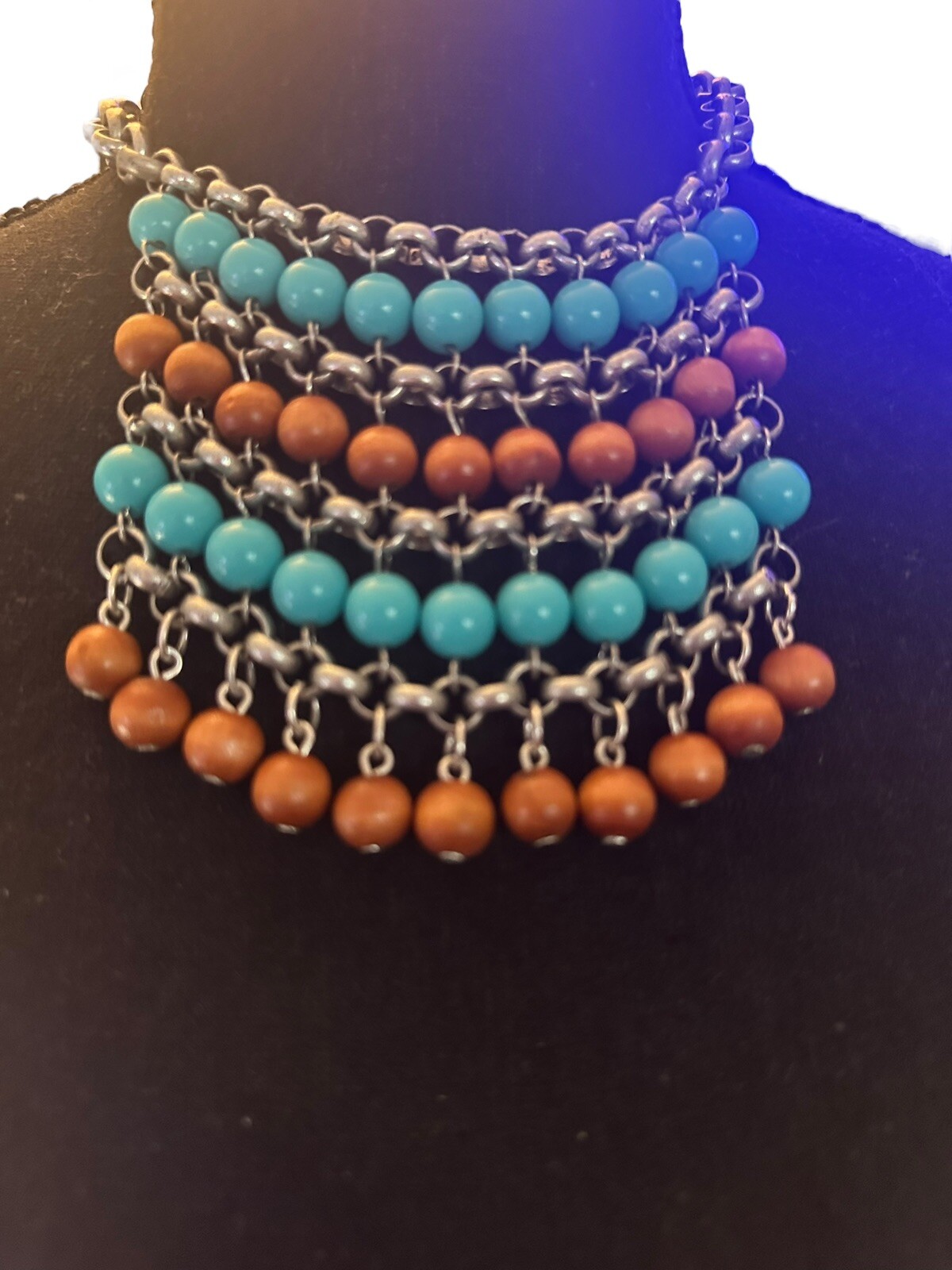 BCBGeneration Chain Beads Bib Statement Necklace … - image 4