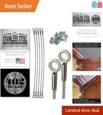 American-Made Stainless Steel Cabinet Door Stop Kit with 5 Easy Mount Restraints