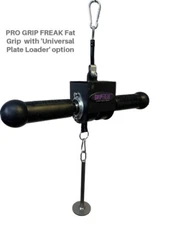 GRIP FREAK Thick Grip Wrist Roller w Power Rack Arm & Weight Plate Loader