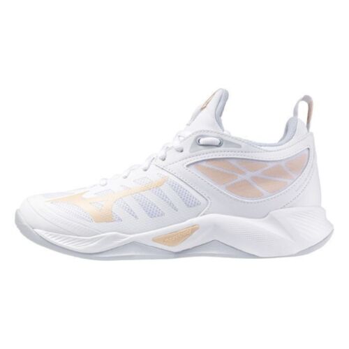 Mizuno Wave Dimension [V1GC224000] Women Volleyball Shoes White/Peach - Picture 1 of 2