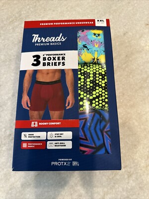 Threads Men's Underwear, 6'' Performance Boxer Briefs 3-Pack XXL