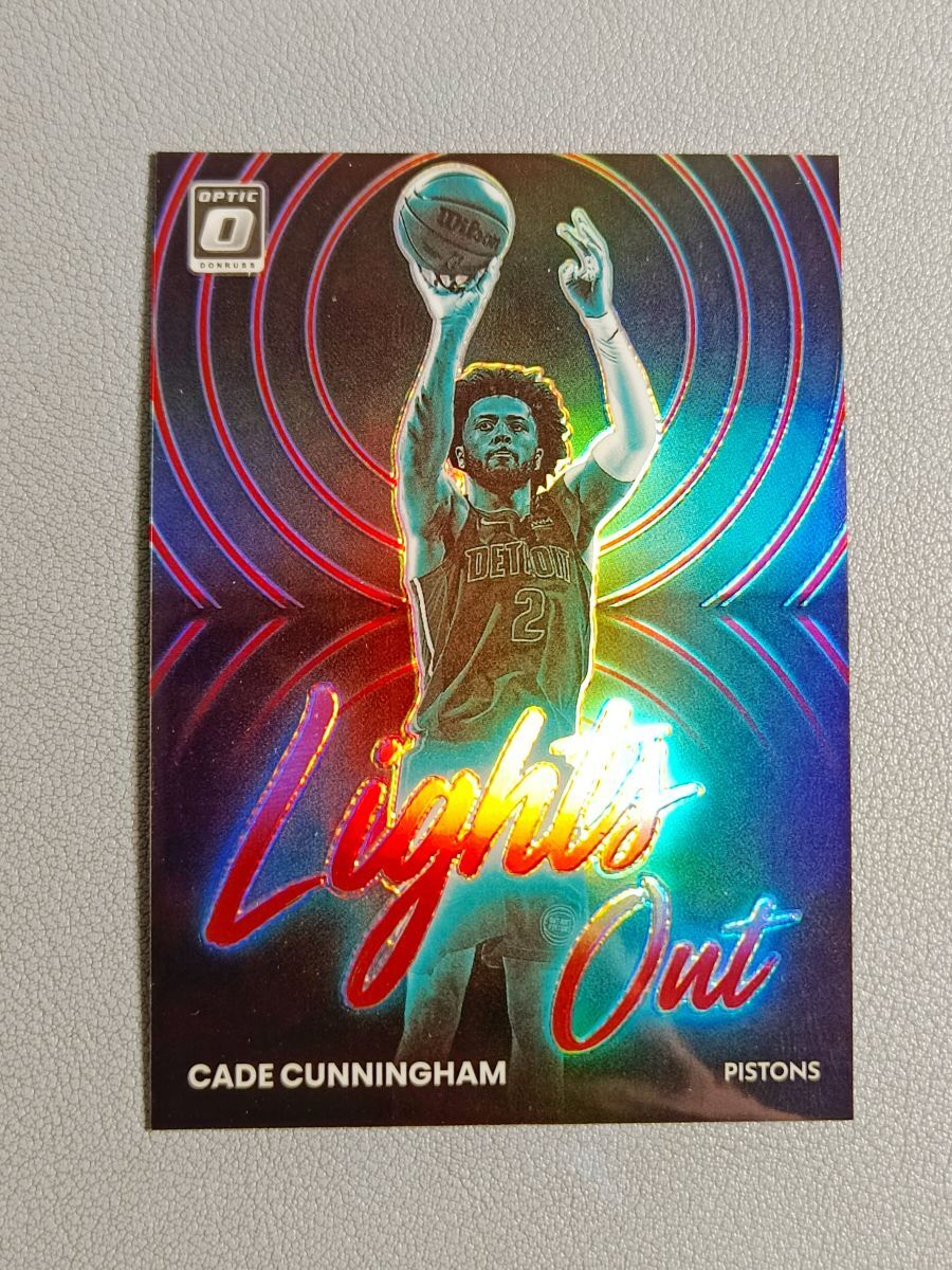 2022-23 Donruss Optic Cade Cunningham 8/99 Lights Out Red Holo Prizm #11