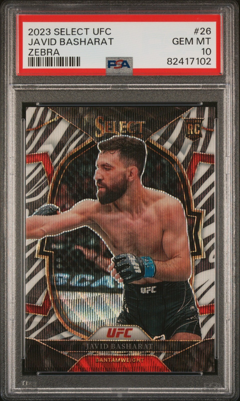 PSA 10 GM 2023 SELECT UFC ZEBRA SSP JAVID BASHARAT RC ROOKIE #26