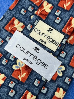 Authentic courreges Window Flowers Design On Multicolor 100% Silk Necktie Tie