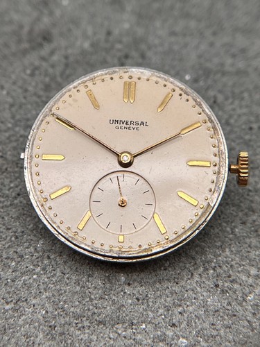 #1574 UNIVERSAL GENEVE 255 HANDAUFZUG UHRWERK SUBSECOND MOVEMENT MECHANISM - Picture 3 of 11