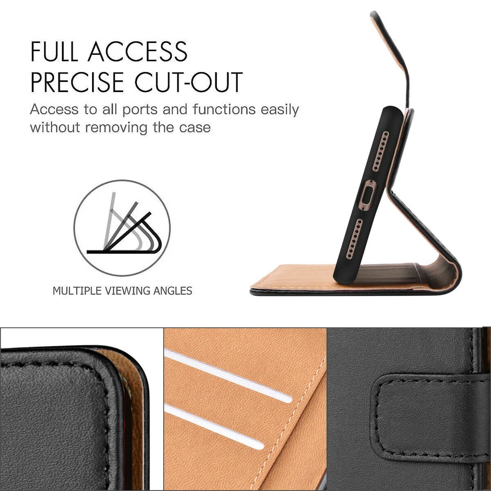 REAL LEATHER WALLET STAND CASE CARD POCKET FOR Samsung Galaxy Note 4 UK freepost - Image 4 of 4