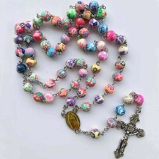 Collier perles chapelet perle croix chrétienne catholique chapelet perles ornement neuf