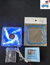 New Enermax 90mm BLUE LED (ON/OFF) 12V 3pin Case Cooling Fan, Anti Vibration Pad