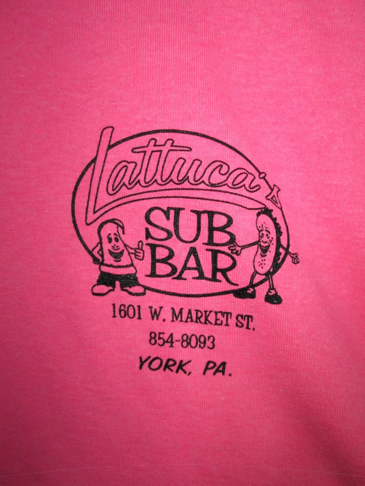Lattuca's Sub Bar T Shirt Pink Medium York, PA NOS Woman's Top Sandwich