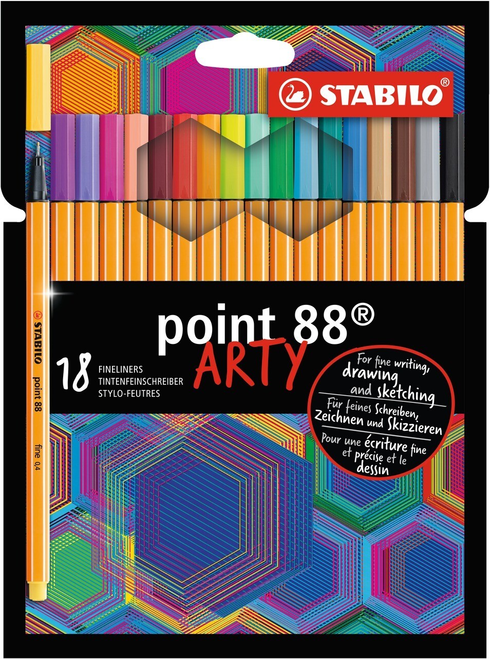 Fineliner - STABILO point 88 - ARTY - Pack of 18 - Assorted Colours