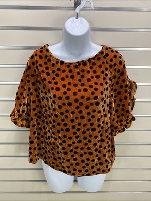 burnt orange polka dot top