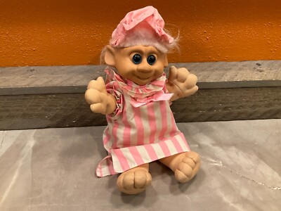 Troll Plush large Light Pink Hair Nightgown Blue eyes