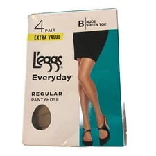 Leggs Everyday Regular Pantyhose Size B Nude 4 Pair Sheer Toe 