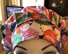 BOUFFANT STYLE SURGICAL Scrub Hat, Winter Snowmen    Packed Full Of Snowmen    