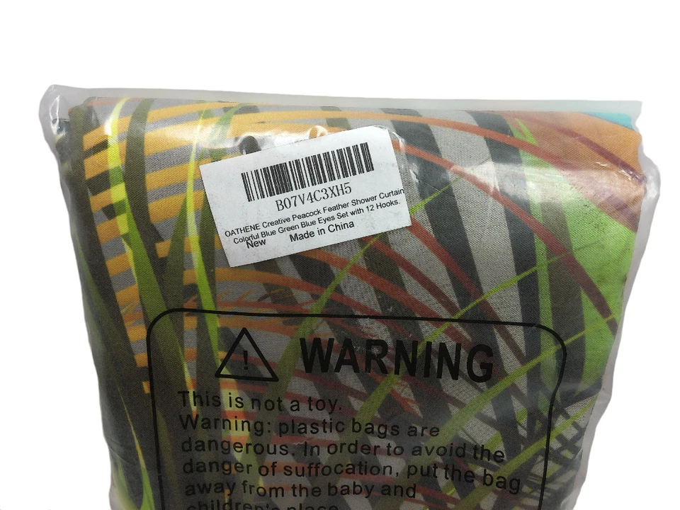 Новый натуральный павлинье перо дикой природы тропический душ занавески стены вися - Изображение 4 из 4