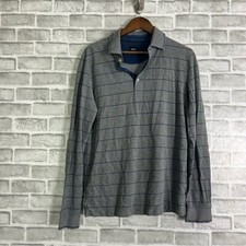 Hugo Boss Striped Polo Collared Long Sleeve Sweater Flawed Sz L