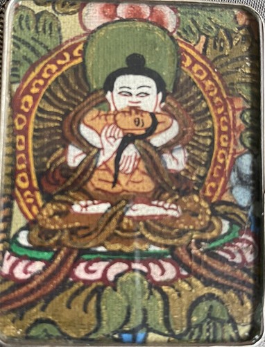 Rare Buddha Shakti Thangka Silver Pendant, Tibetan Style Fine Handmade - Picture 2 of 3