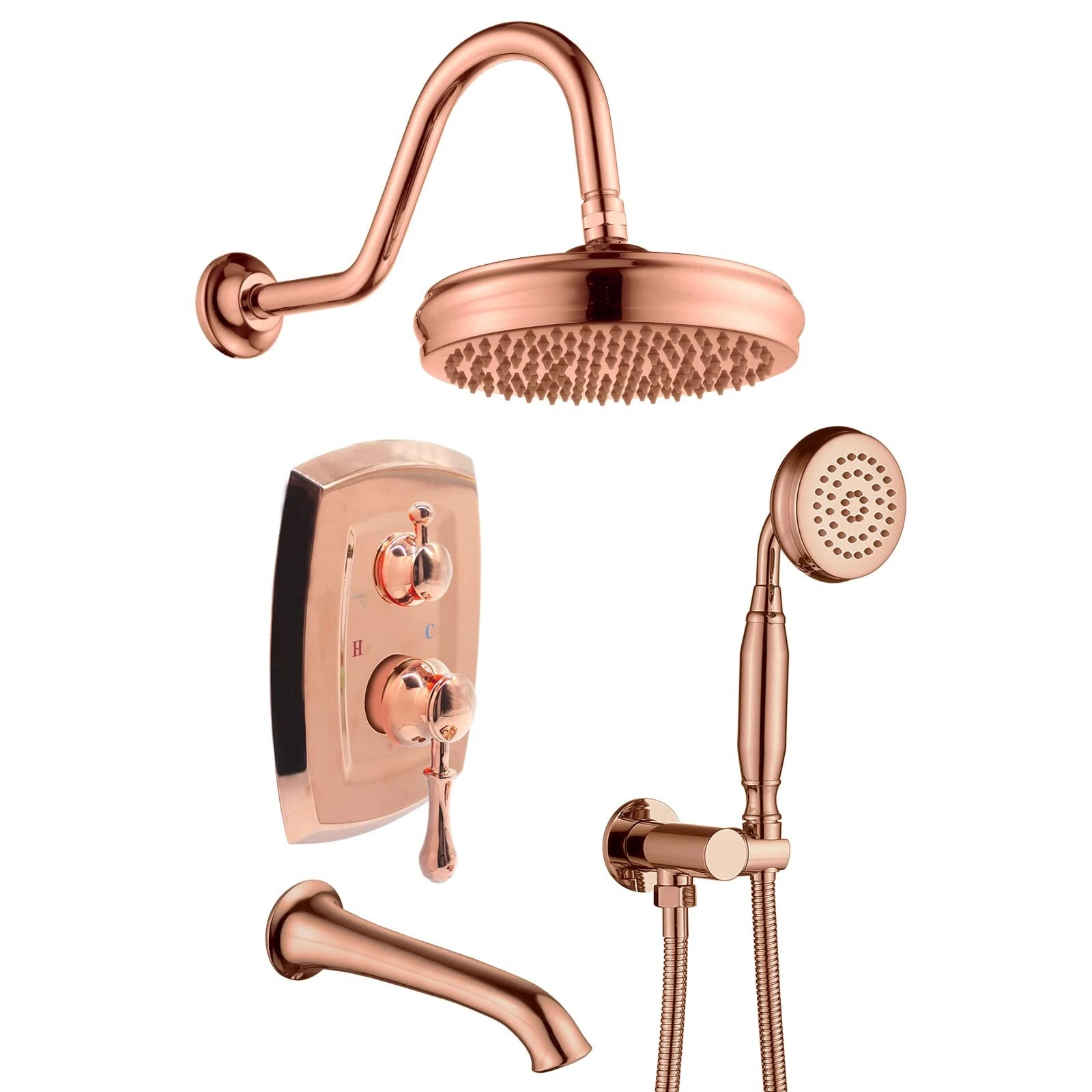 Delnet Antique Shower System Concealed Brass Rose Gold Shower Mixer Set 8 Inch W
Opens in a new wind