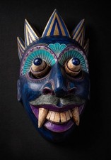 Unique Handcrafted 7 inch Wooden Demon Devil Mask from Sri Lanka Traditional