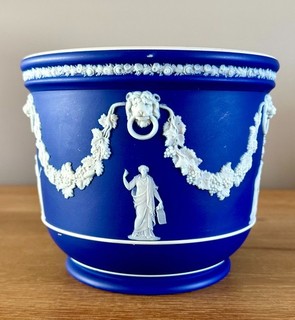 Super Antique Deep Blue Wedgwood Neo Classical Jasper Ware Jardiniere c1830s