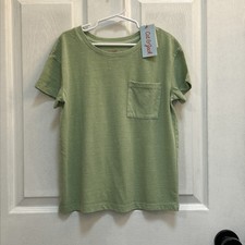 NEW Cat  Jack Girls Short Sleeve Pocket Tshirt, Size Medium 8 Green
