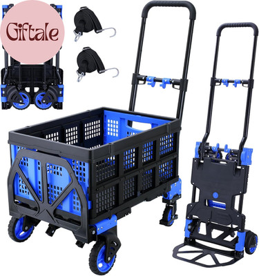 2-In-1Folding Hand Truck Dolly with Folding Basket, 330LBS Capacity Foldable Han