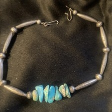 Vintage Stary naszyjnik Pawn Navajo turkusowy choker 13,5"