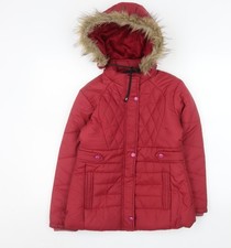 Nitesh Fashion Women&rsquo;s Red Faux Fur Hooded Puffer Jacket Size 8