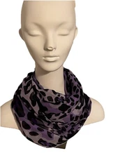 Leopard Print Infinity Scarf Animal Purple Black Lightweight Chic Neck Wrap