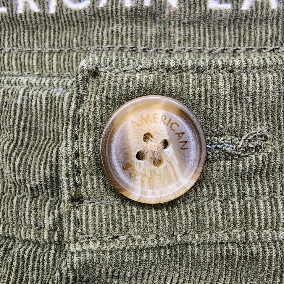 American Eagle Skirt Womens 16 Green Olive Army Corduroy Tiered Mini Y2K Grunge - Image 2 of 4