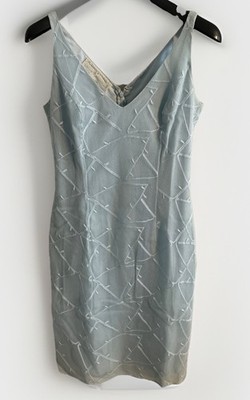 Peggy Jennings VTG Powder Blue  Sleeveless Embroidered Sheath Dress size 4