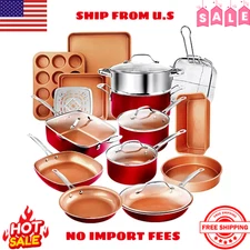 Gotham Steel 20 Piece Nonstick Cookware and Bakeware Set Red