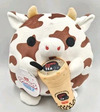 Brand New Snackles Bonnie The Cow With Boba Drink 8" Plush Series 2 ZURU