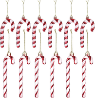 12 StüCk Weihnachtsdeko Zuckerstangen, Rot Weiß Glitzernde Candy Canes Mit Aufhä