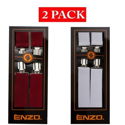 Enzo Herren Hosenträger für Hosen 35 mm Gummizug verstellbar Hosenträger Clip On UK