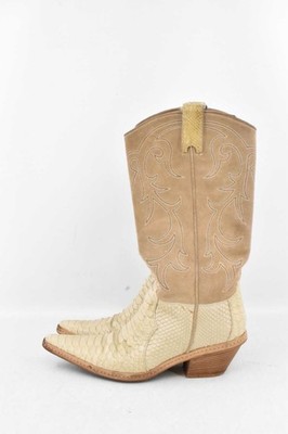 Damenstiefel Texanische Sartore Python Und Wildleder Beige Nr. 37,5