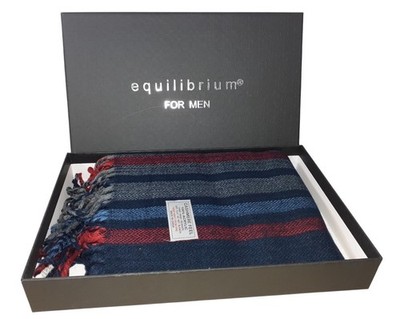 Herren Streifen Fransen Schal rot und blau, Equilibrium, Geschenke, Weihnachten 359913B