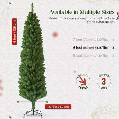 Schlanker Weihnachtsbaum Bleistift Kiefer künstlich buschig Weihnachtsdekoration 5 Fuß 6 Fuß 7 Fuß