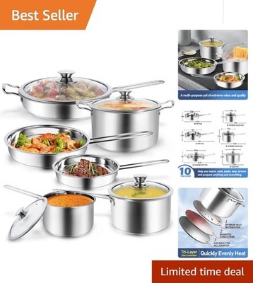 Aufranc 10-Piece Stainless Steel Cookware Set for Home Chefs -  Quality