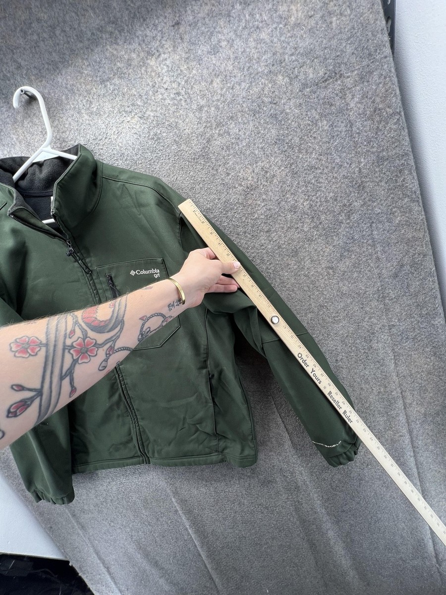 Columbia GRT Jacket Mens Large Green Softshell Full Zip Omni