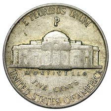 35% SILVER World War II 1943 Jefferson Nickel UNITED STATES OF AMERICA USA w COA