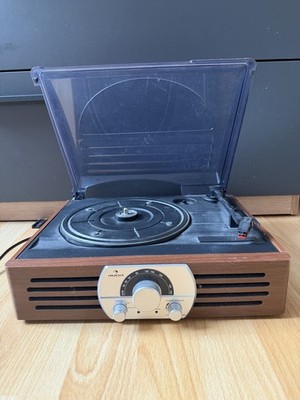 auna Plattenspieler Holzoptik mit AM/FM Radio, 33,3/45 RPM - Für Hobbybastler