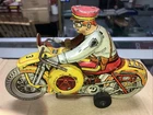 MARX POLICE MOTORCYCLE Tin Litho Wind Up Toy "working" Vintage