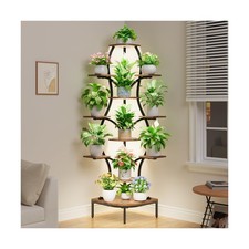 LATIBELL 72'' Tall Corner Plant Stand Indoor with Grow Light - 11 Tiered Meta...