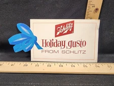 Vintage Schlitz Cardboard Beer Sign Christmas "Holiday Gusto" Great Shape NOS