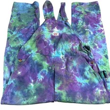 Roundhouse Vintage Tie Dye Overalls Men's 36x34 Blue Purple Green
