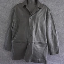 PERRY ELLIS Portfolio Mens XL Genuine Lamb Leather Jacket Coat Black Car Coat St