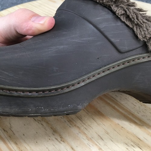 Crocs Shoes Womens 9 Cobbler Eva Mule Brown Fur Lined Closed Toe Comfort Block - Picture 8 of 20