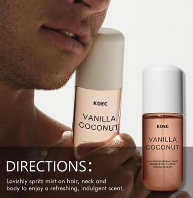 KOEC Vanilla Coconut Hair & Body Spray - Long-Lasting Fragrance with Vitamin E