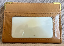 Tan Zippered Leather RFID Credit Card / Insurance Card / ID Holder 16 Cards New